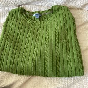 Vintage Izod sweater, green cable knit style